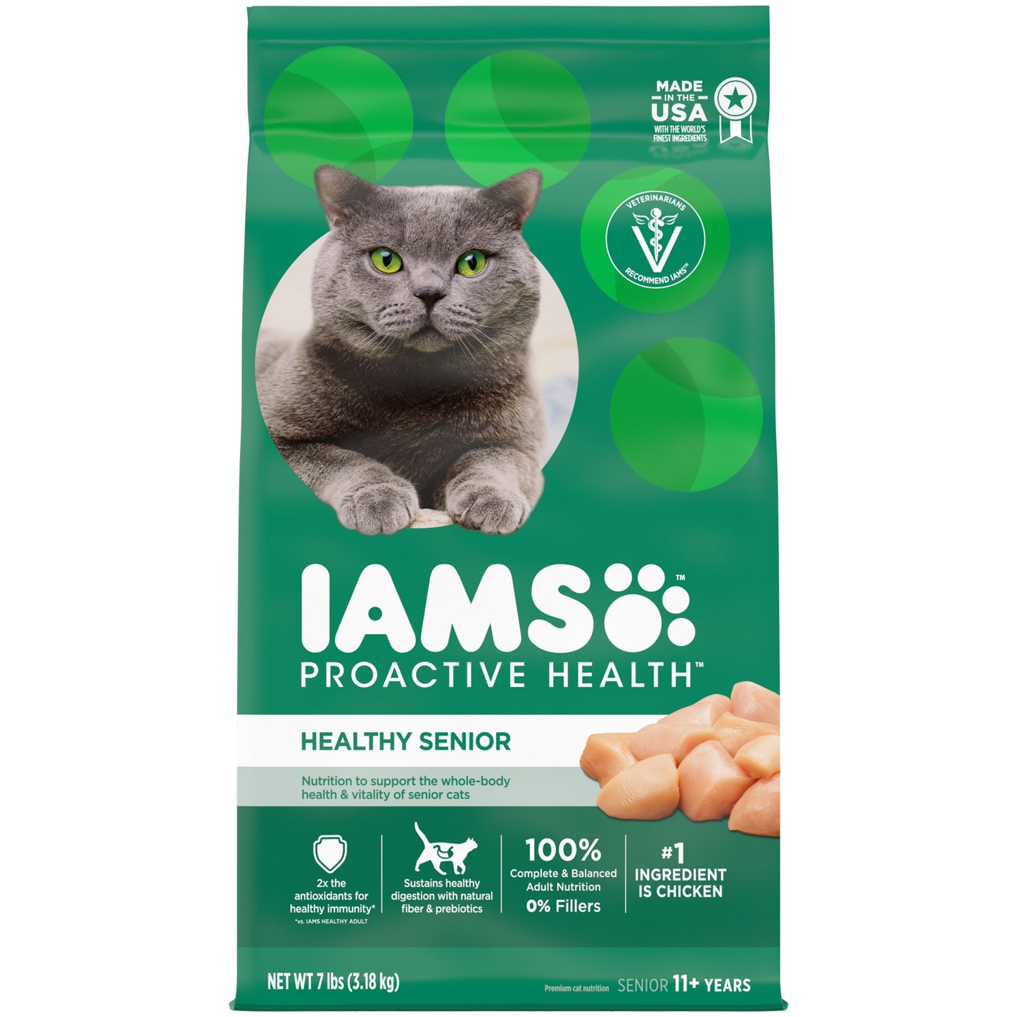 IAMS PROACTIVE HEALTH Healthy Senior Dry Cat Food with Chicken 7 lb. Bag