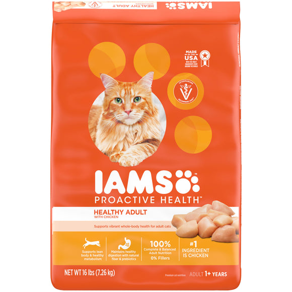 IAMS PROACTIVE HEALTH Healthy Adult Dry Cat Food with Chicken  16 lb. Bag