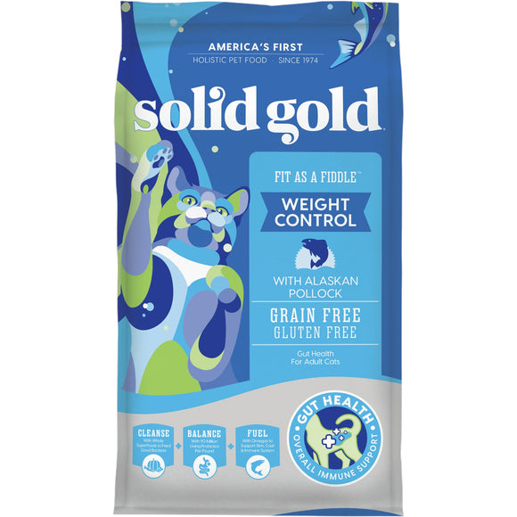 Solid Gold Grain-Free & Gluten Free Fit as a Fiddle with Fresh Caught Alaskan Pollock Adult Dry Cat Food, 3 lbs.