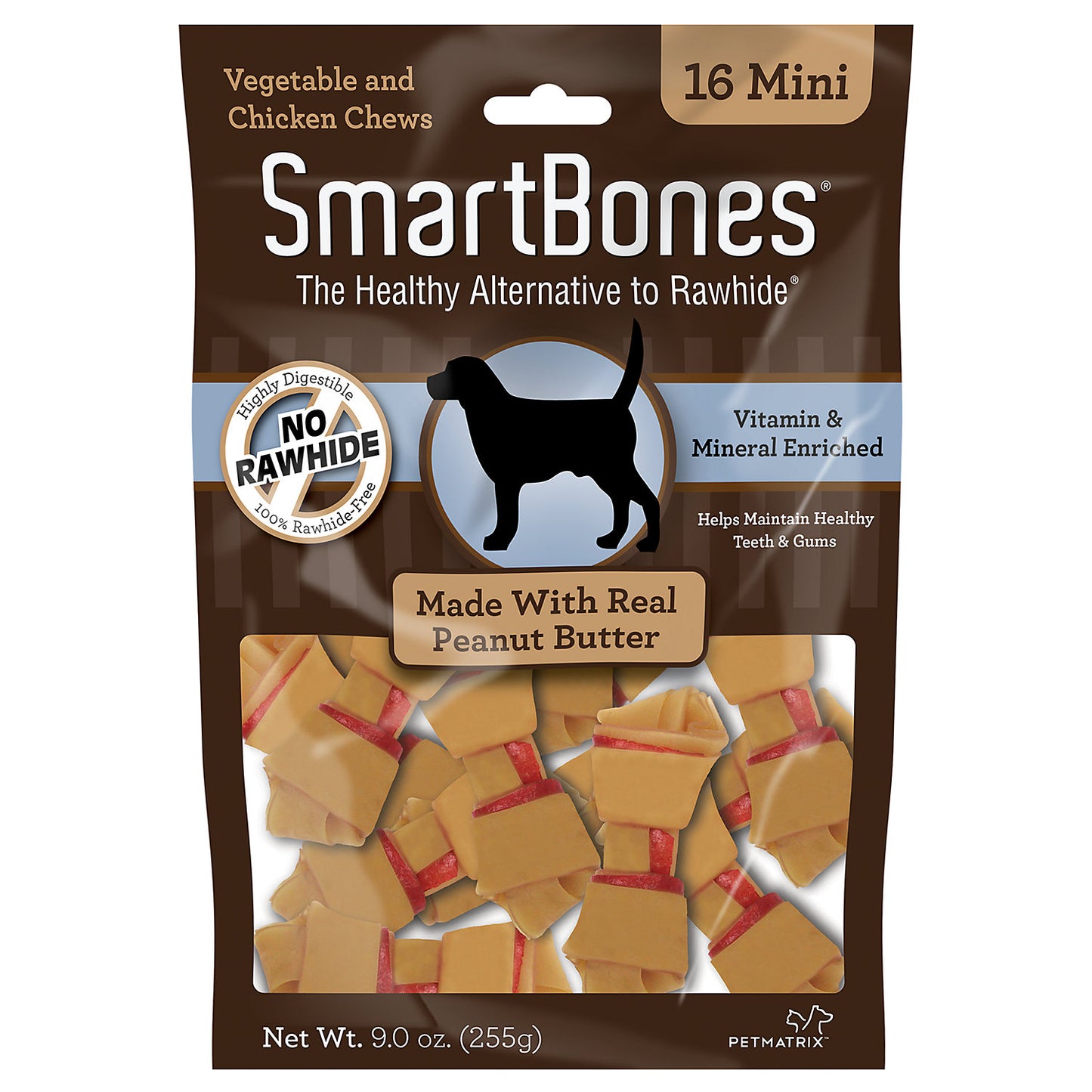SmartBones Peanut Butter Mini Bones for Dogs Rawhide-Free 16 Pk