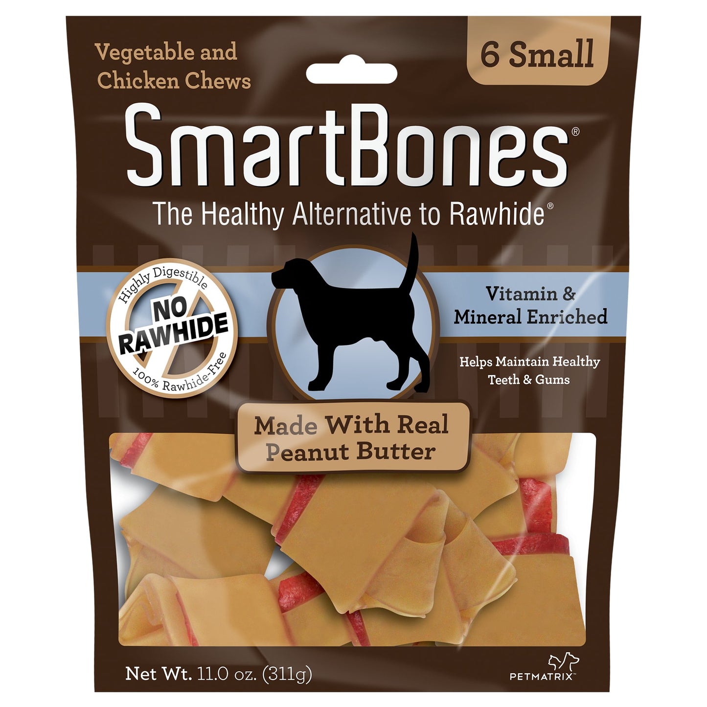 SmartBones Small Chews With Real Peanut Butter 6 Count Rawhide-FreeChews For Dogs