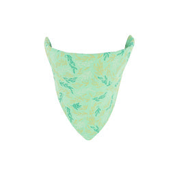 Coastal Accent Metallic 7in by 10in Over the Collar Dog Bandana, Graceful Green Leaves