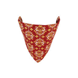 Coastal Accent Metallic 7in by 10in Over the Collar Dog Bandana, Royal Burgundy Crowns