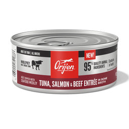 ORIJEN Tuna, Salmon + Beef Entrée in Bone Broth, 5.5oz