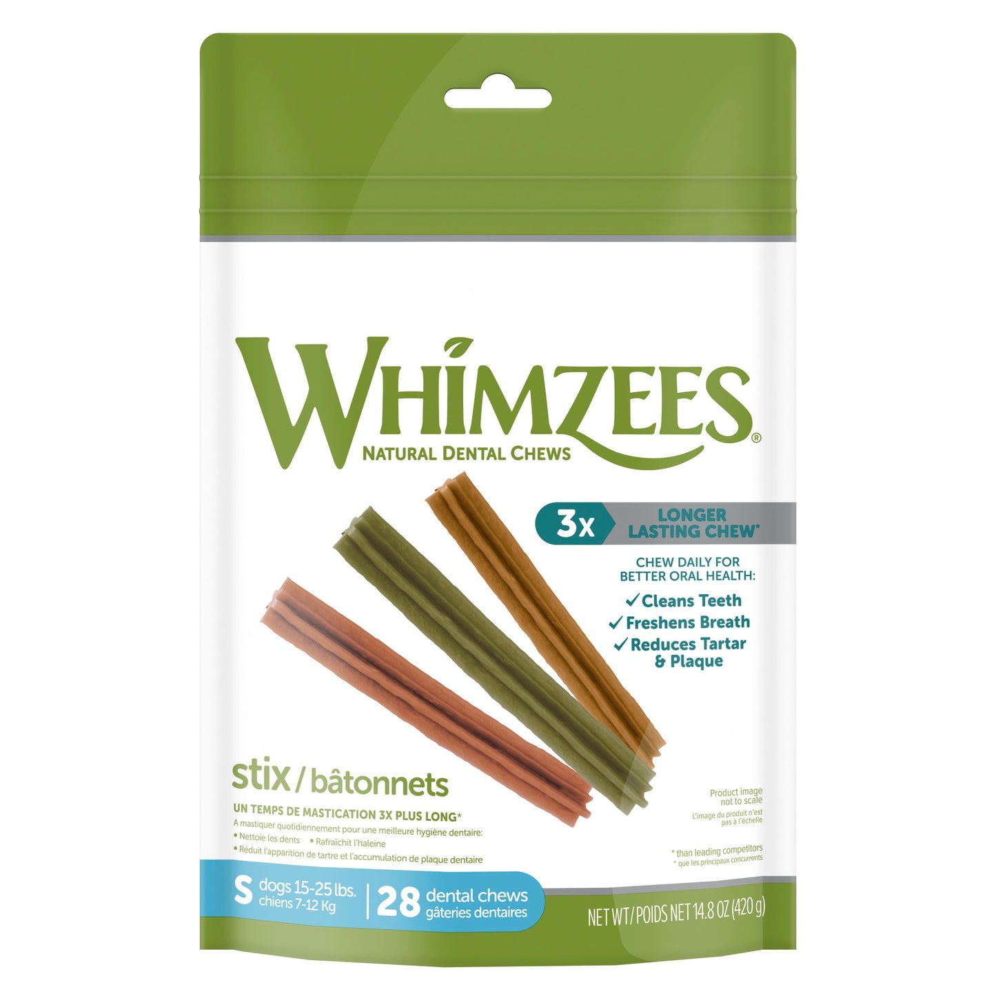 WHIMZEES Natural Grain Free Daily Dental Long Lasting Dog Treats Stix Small Bag of 28