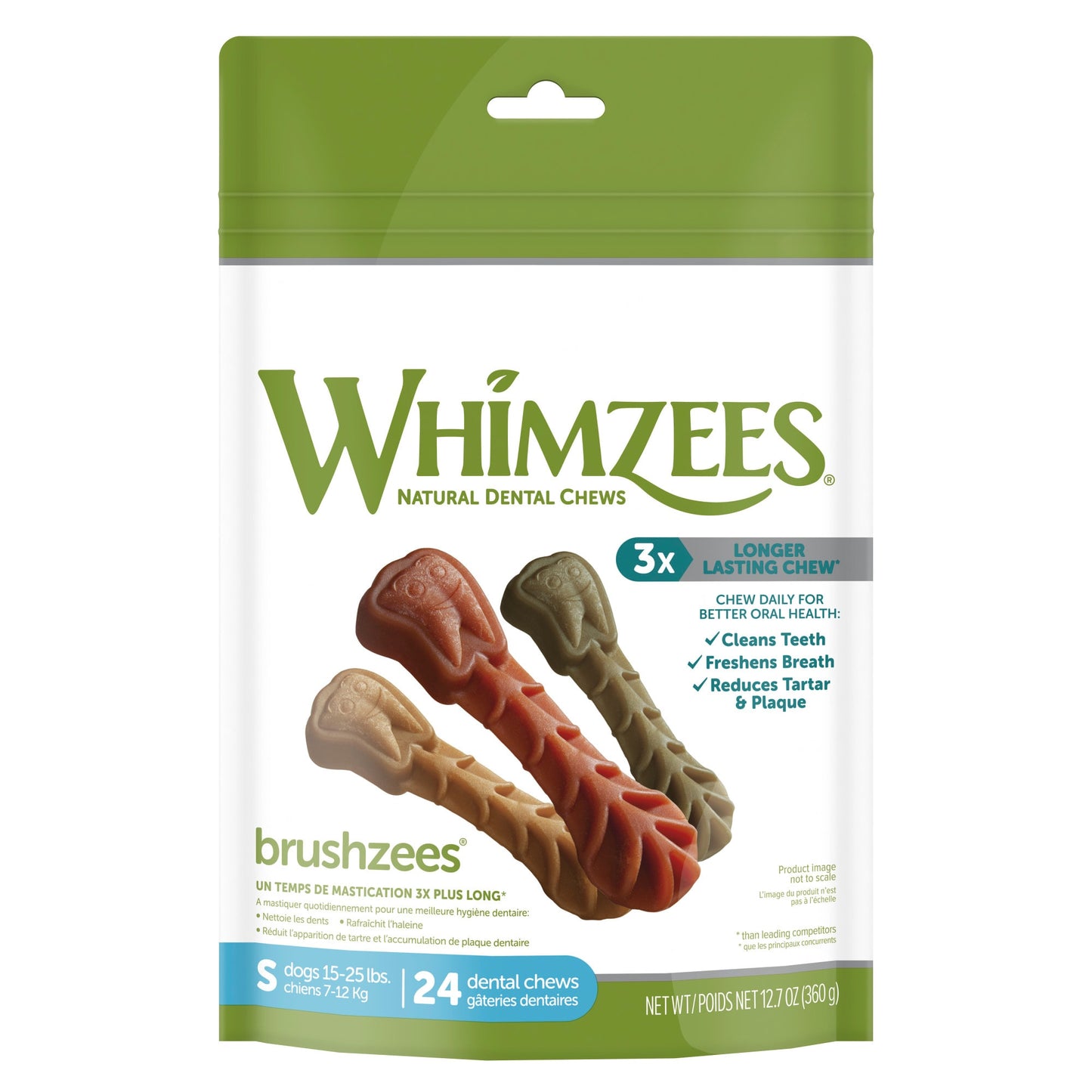 WHIMZEES Natural Grain Free Daily Dental Long Lasting Dog Treats Brushzees Small Bag of 24