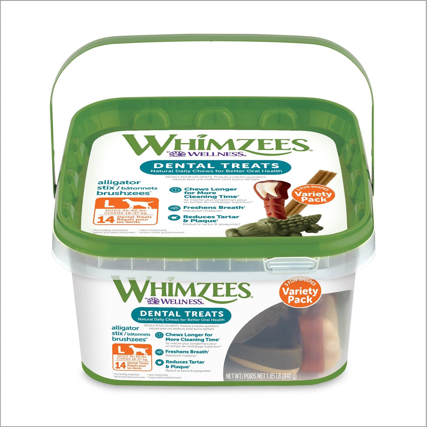 WHIMZEES Natural Grain Free Daily Dental Long Lasting Dog Treats Variety Box Large 14 Count