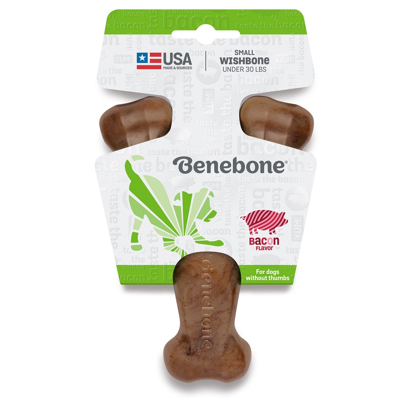 Benebone Real Bacon Durable Wishbone Dog Chew Toy Small