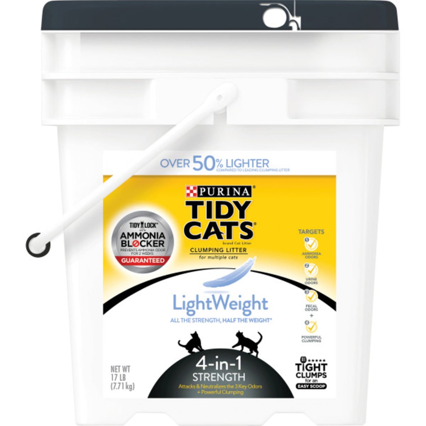 Purina Tidy Cats Light Weight Low Dust Clumping Cat Litter LightWeight 4-in-1 Strength Cat Litter 17 lb. Pail