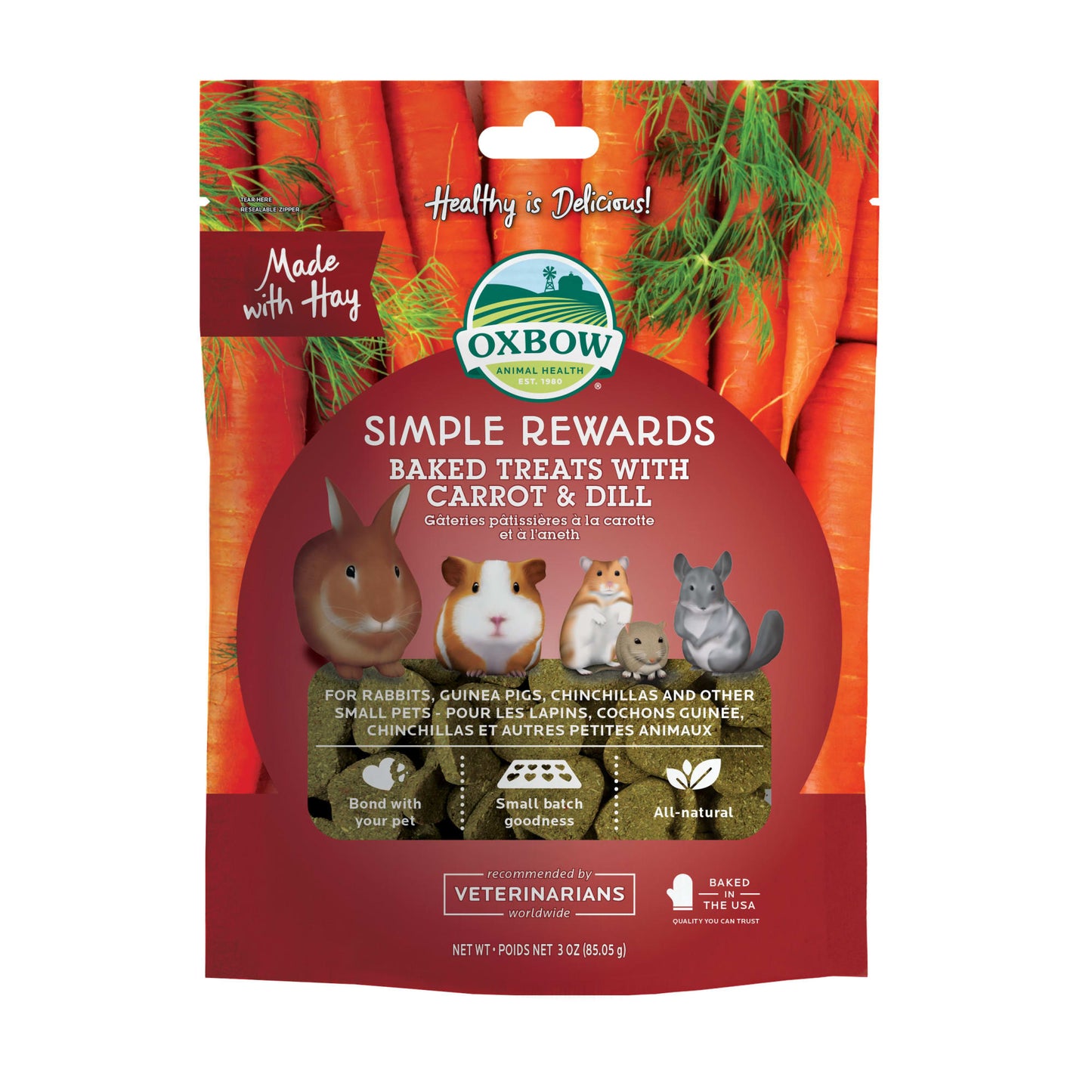 Oxbow Simple Rewards Baked with Carrot & Dill Small Animal Treats 2 Oz