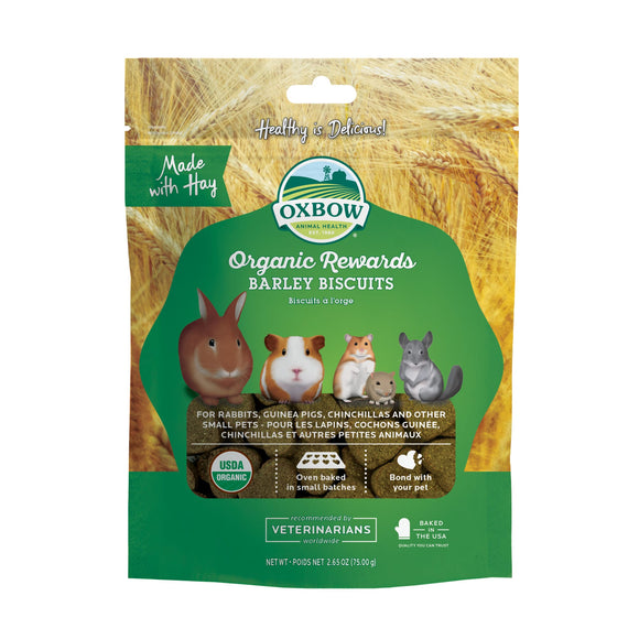 Oxbow Organic Small Animal Treats, Barley Biscuits, 2.65 oz.