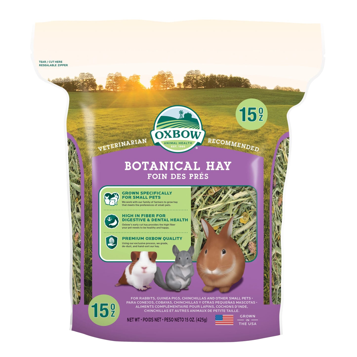 Oxbow Pet Products Botanical Hay Dry Small Animal Food 15 oz.