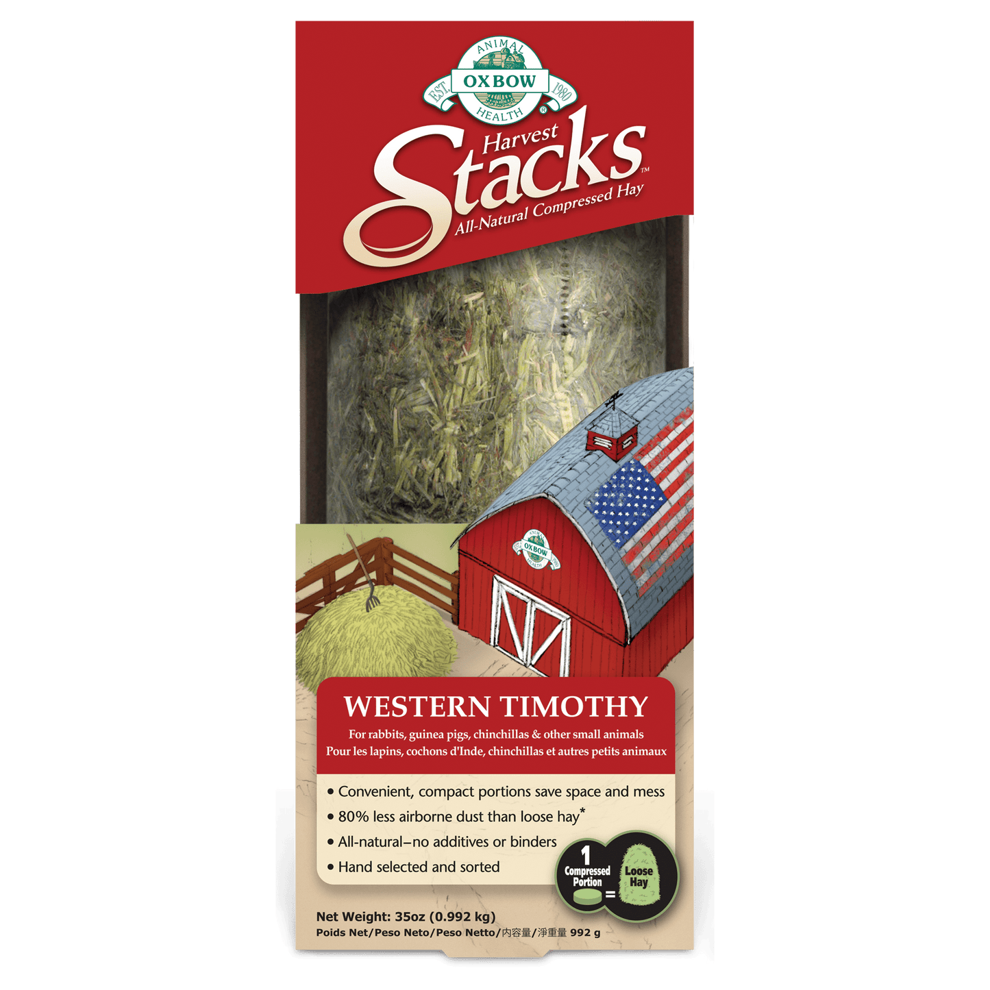 Oxbow Harvest Stacks Western Timothy Dry Small Animal Food, 35 oz.