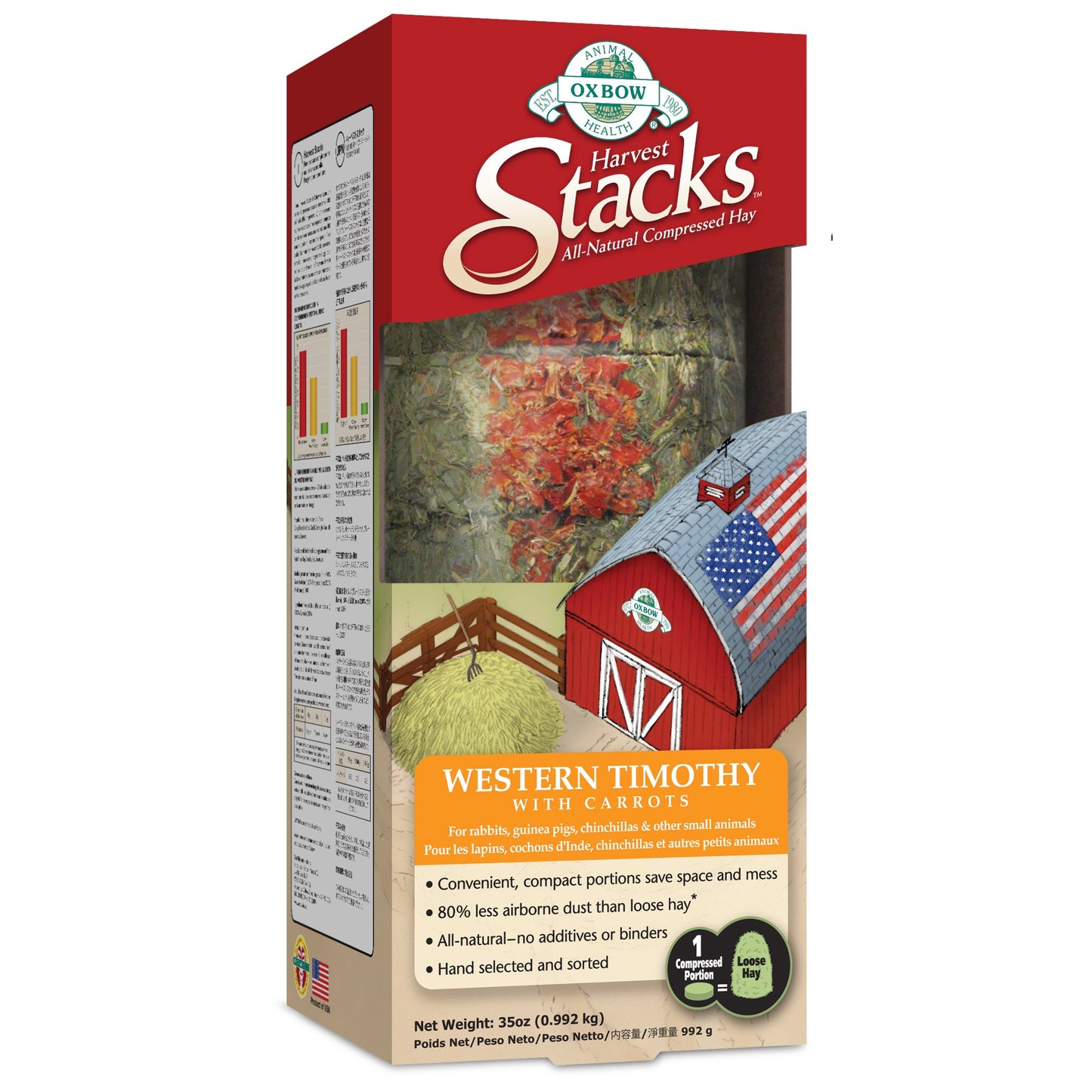 Oxbow Harvest Stacks Western Timothy with Carrots Dry Small Animal Food 35 oz.