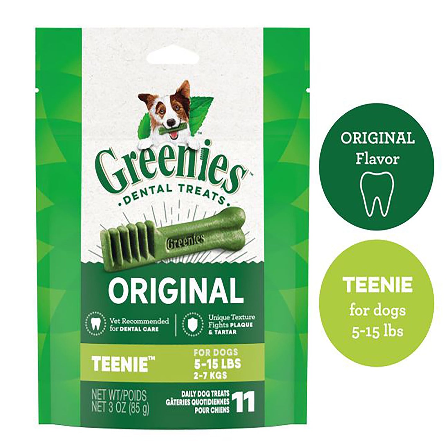 GREENIES Original TEENIE Natural Dog Dental Treats 3 oz. Pack (11 Treats)