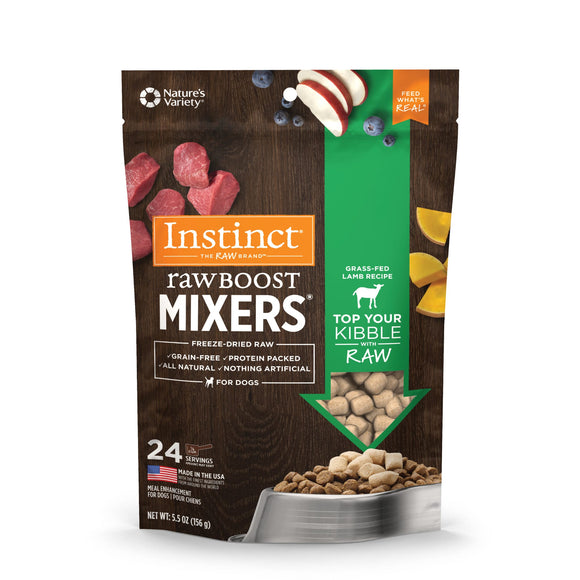 Instinct Freeze Dried Raw Boost Mixers Grain Free Grass Fed Lamb Recipe All Natural Dog Food Topper by Nature s Variety  5.5 oz. Bag