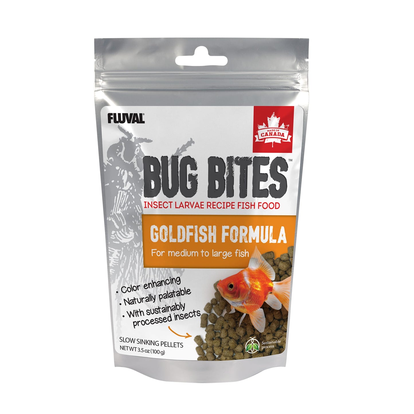 Fluval Bug Bites M-L Goldfish Pellets 3.53oz
