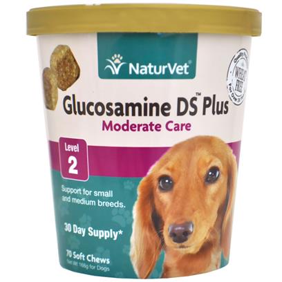 NaturVet Glucosamine DS Plus Level 2 Moderate Joint Care for Dogs & Cats 70 Soft Chews