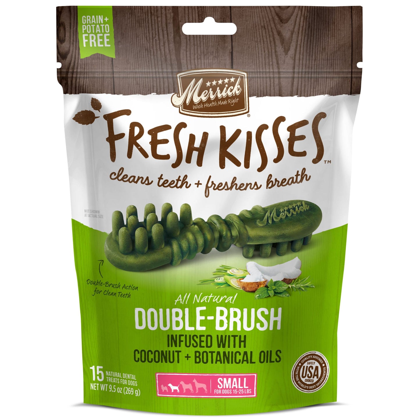 Merrick Fresh Kisses Dog Dental Treats Coconut Plus Botanical Oils Recipe Dog Treats for Small Breeds 15-25 Lbs - 15 ct. Bag