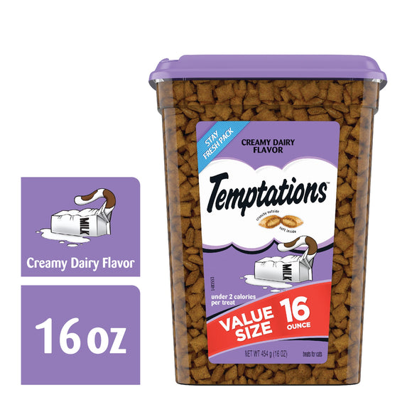 TEMPTATIONS Classic Crunchy and Soft Cat Treats Creamy Dairy Flavor  3 oz. Pouch