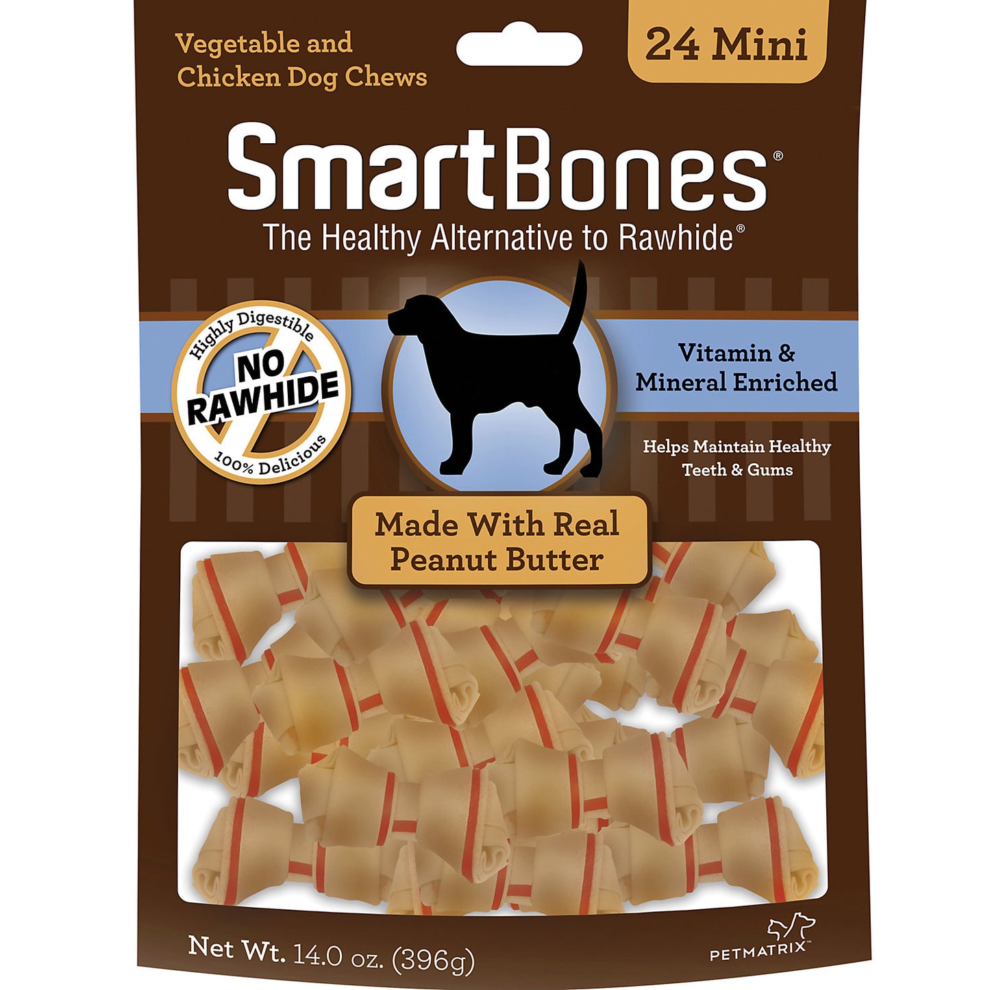 SmartBones Mini Chews with Real Peanut Butter 24 Count Rawhide-Free Chews for Dogs