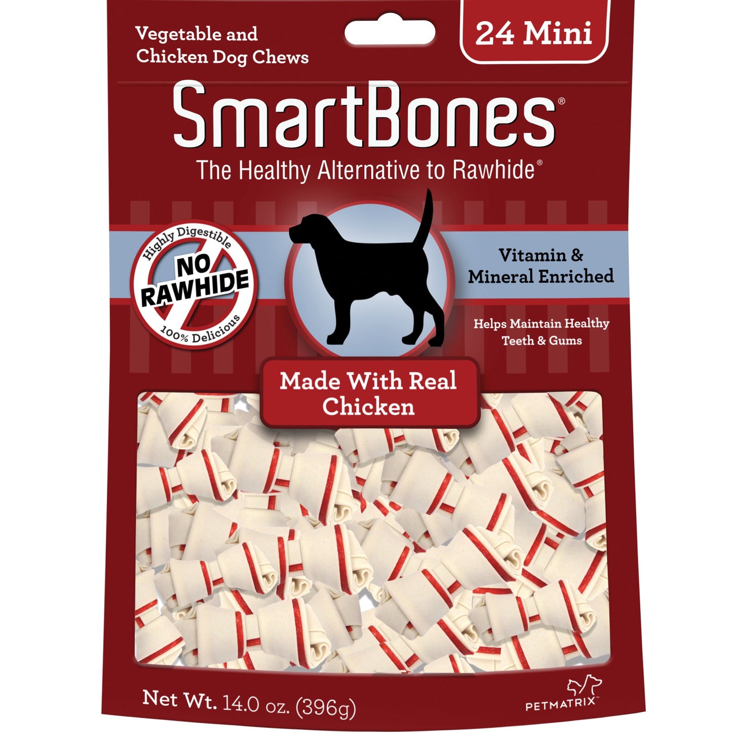 SmartBones Mini Chews With Real Chicken 24 Count Rawhide-FreeChews For Dogs