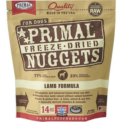 Primal Pet Foods Nuggets Grain-Free Lamb Formula Freeze-Dried Dog Food 14 oz