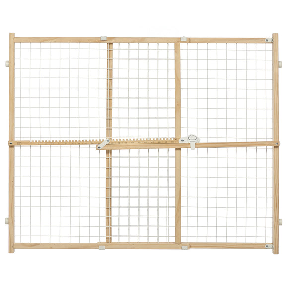 Wood Pet Gate 32  High Featuring New Patented Latch System  Wire Mesh Dog Gate Expands 29-41 Inches Wide