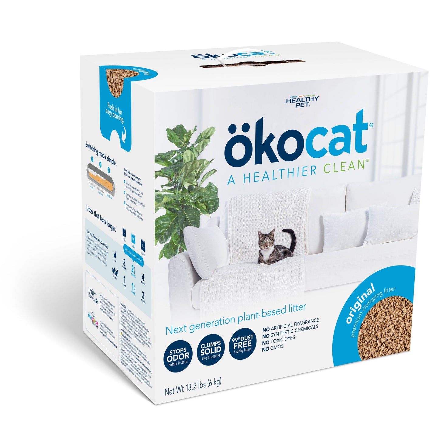 okocat Premium Original Clumping Natural Wood Cat Litter Dust Free 12.6lb