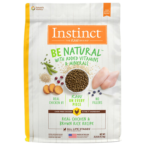Instinct Be Natural Real Chicken & Brown Rice Recipe Natural Dry Dog Food by Nature s Variety  25 lb. Bag