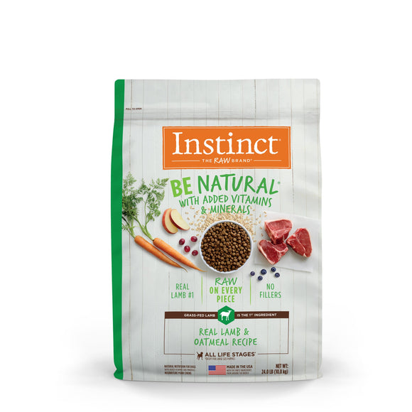 Instinct Be Natural Real Lamb & Oatmeal Recipe Natural Dry Dog Food by Nature s Variety  24 lb. Bag