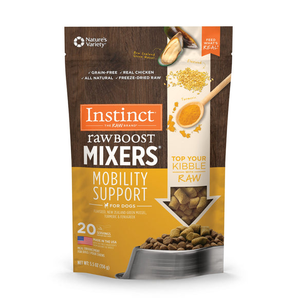 Instinct Freeze Dried Raw Boost Mixers Mobility Support Grain-Free All Natural Dog Food Topper by Nature s Variety  5.5 oz. Bag