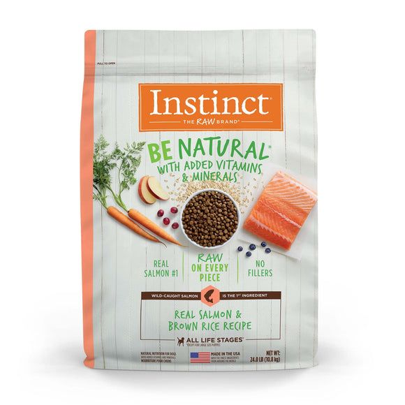 Instinct Be Natural Real Salmon & Brown Rice Recipe Natural Dry Dog Food by Nature's Variety, 24 lb. Bag