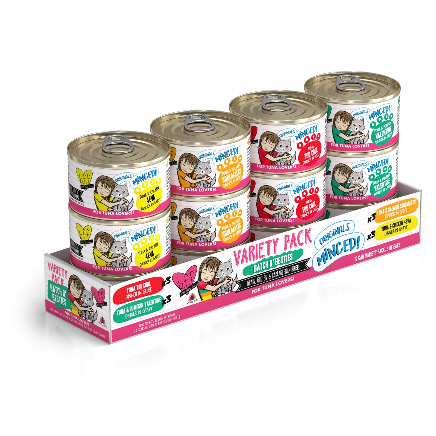 Weruva BFF OMG-A Multipack Variety 12 Pack Grain-Free Wet Cat Food 3 oz. Cans