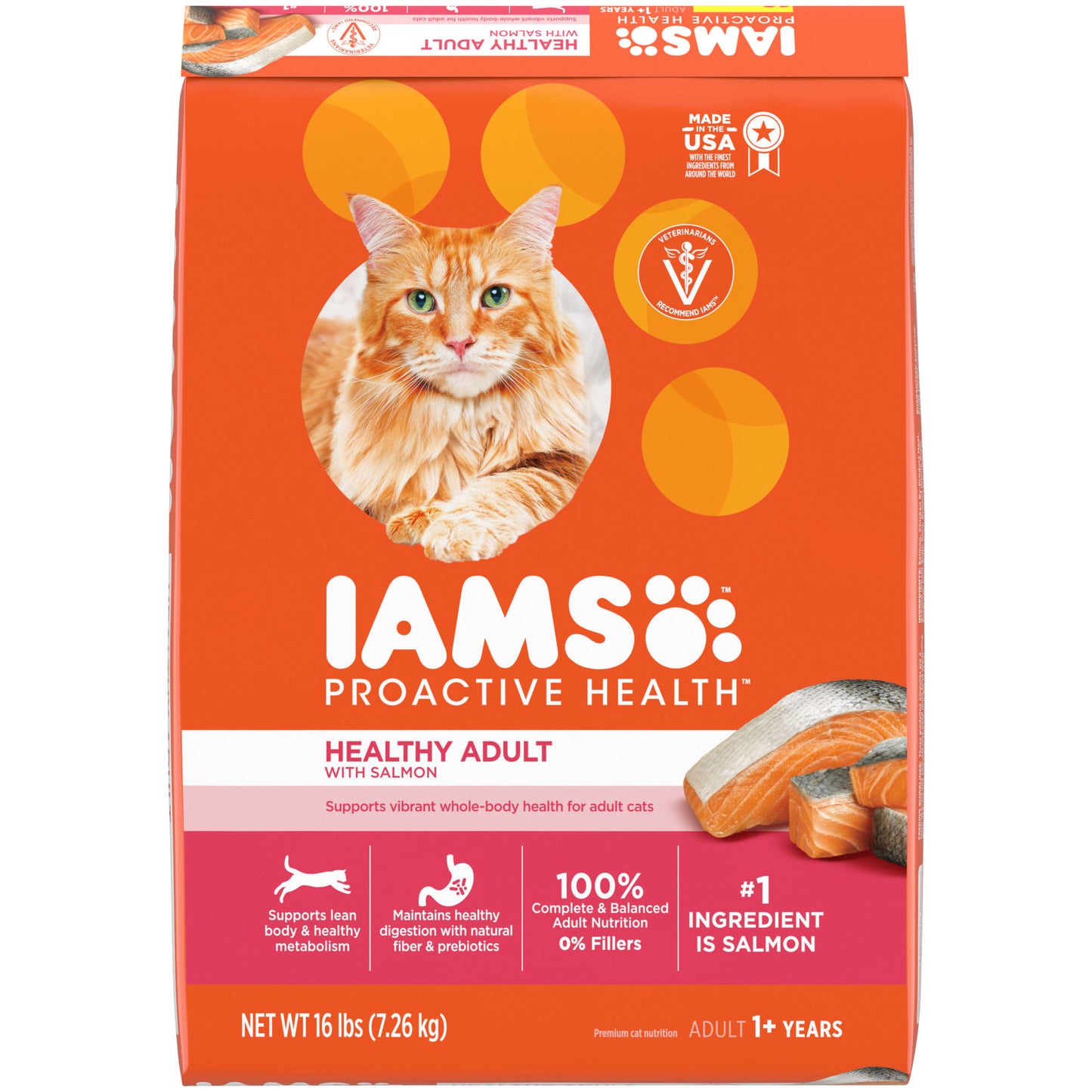 IAMS PROACTIVE HEALTH Healthy Adult Dry Cat Food with Salmon 16 lb. Bag