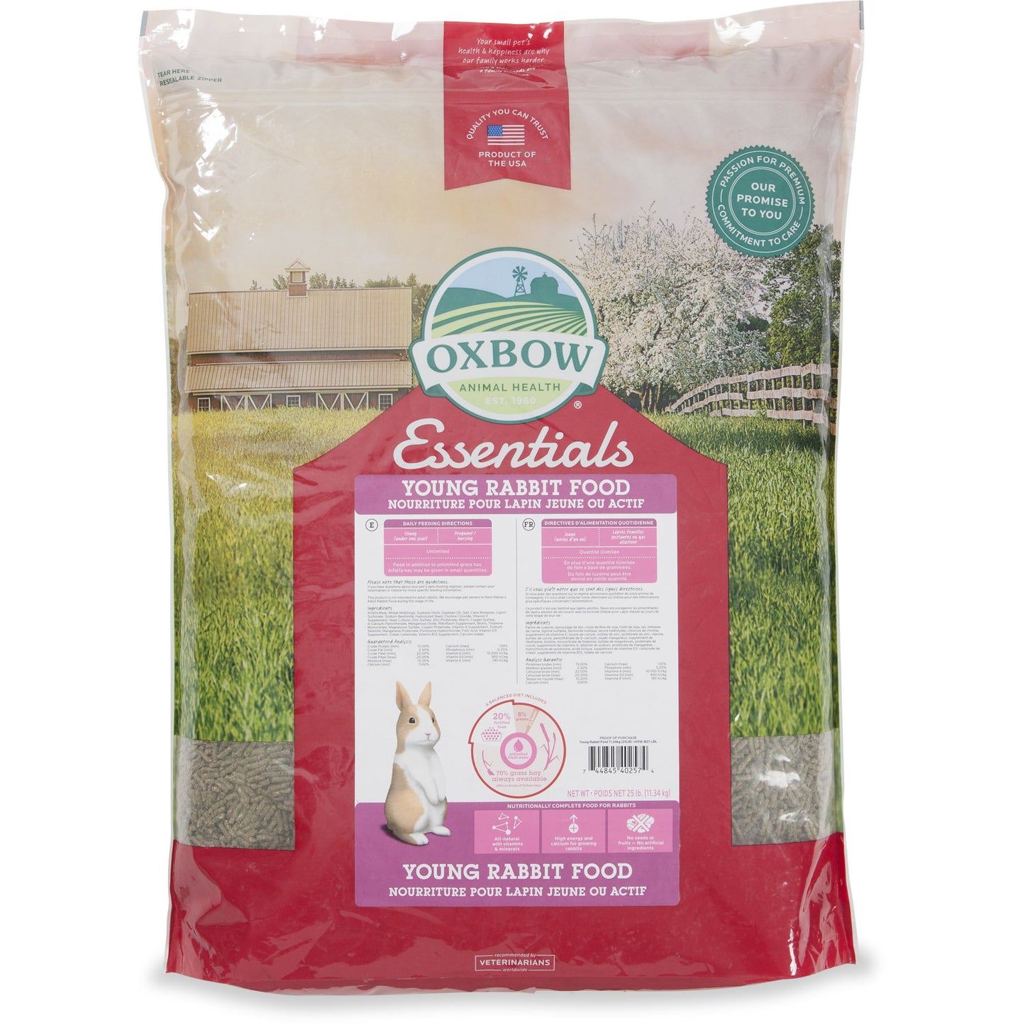 Oxbow Essentials Dry Young Rabbit Food 25 lbs.