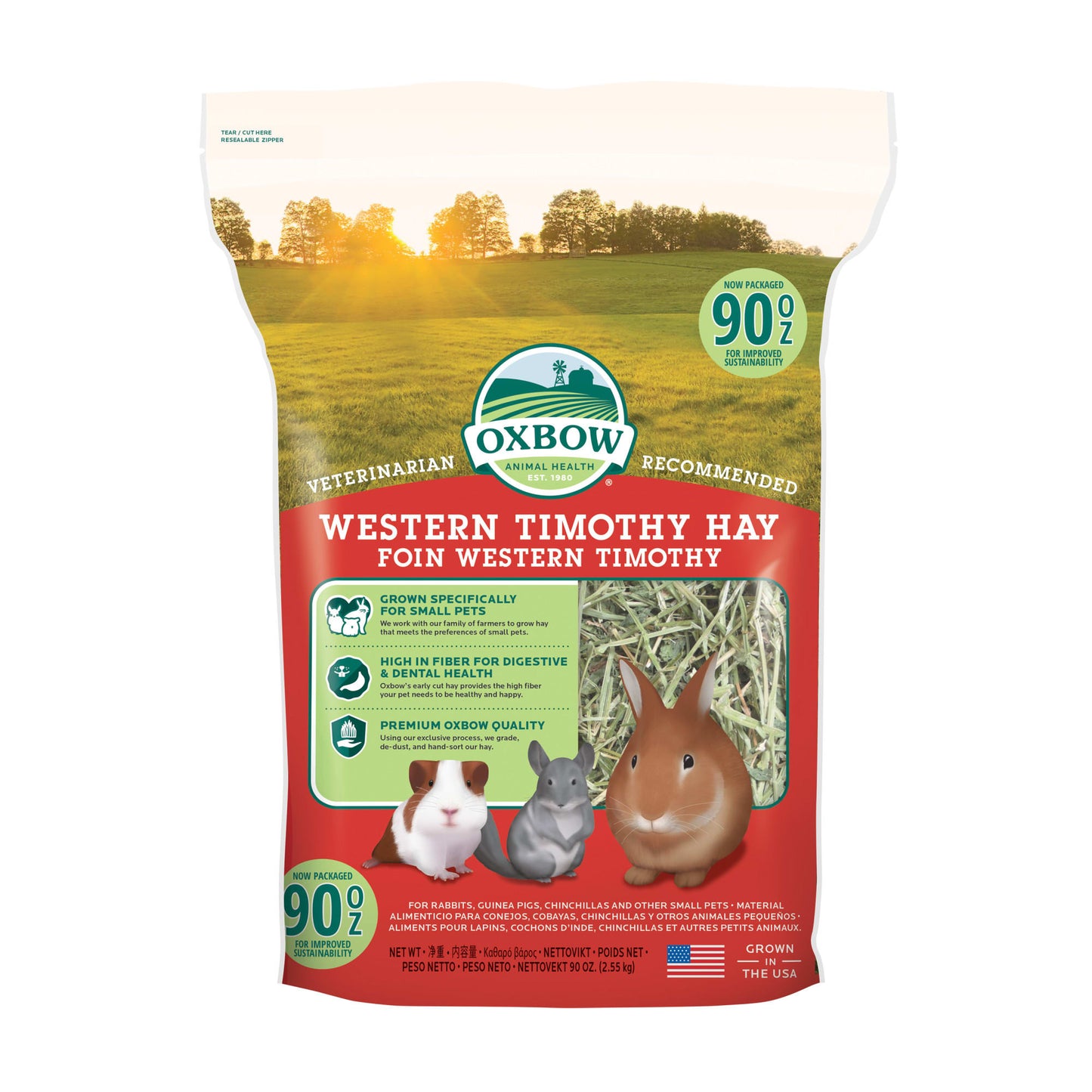 Oxbow Western Timothy Hay Dry Small Animal Food, 90 oz.