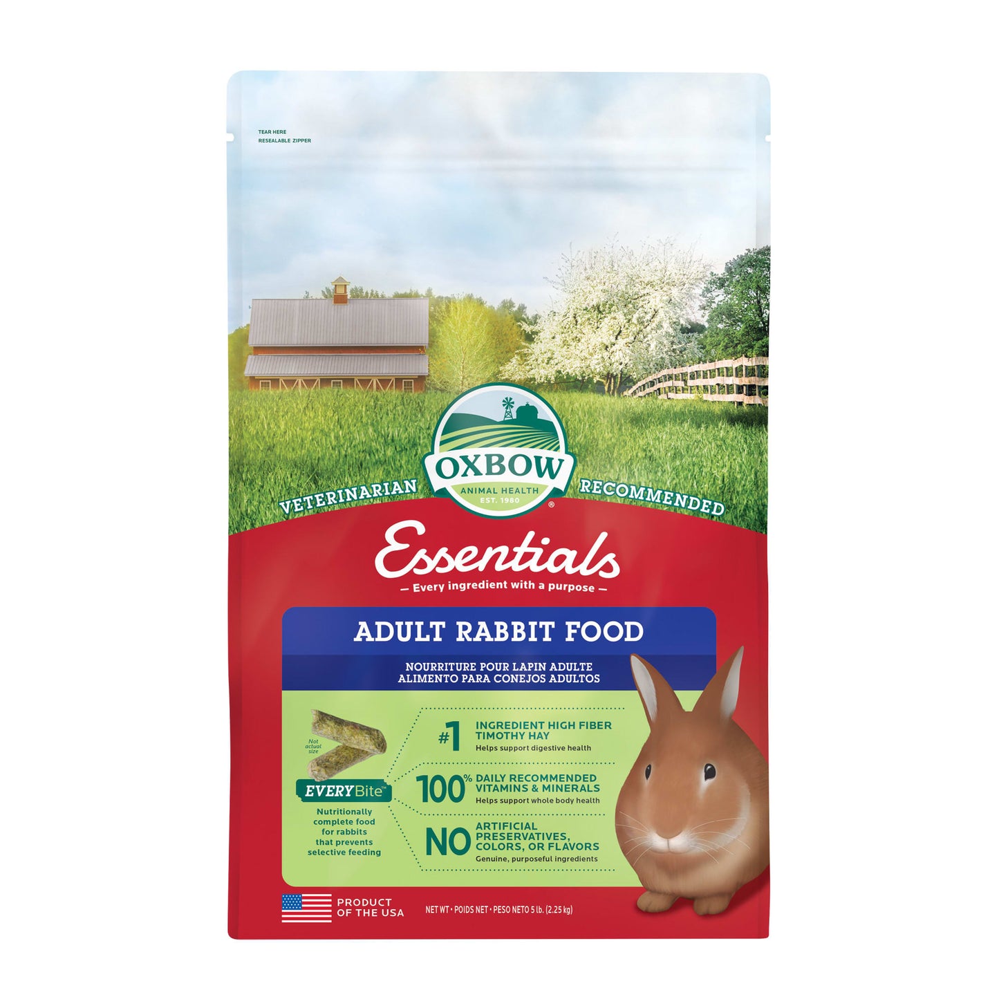 Oxbow Pet Products Essentials Bunny Basics Adult Dry Rabbit Food 5 lbs.