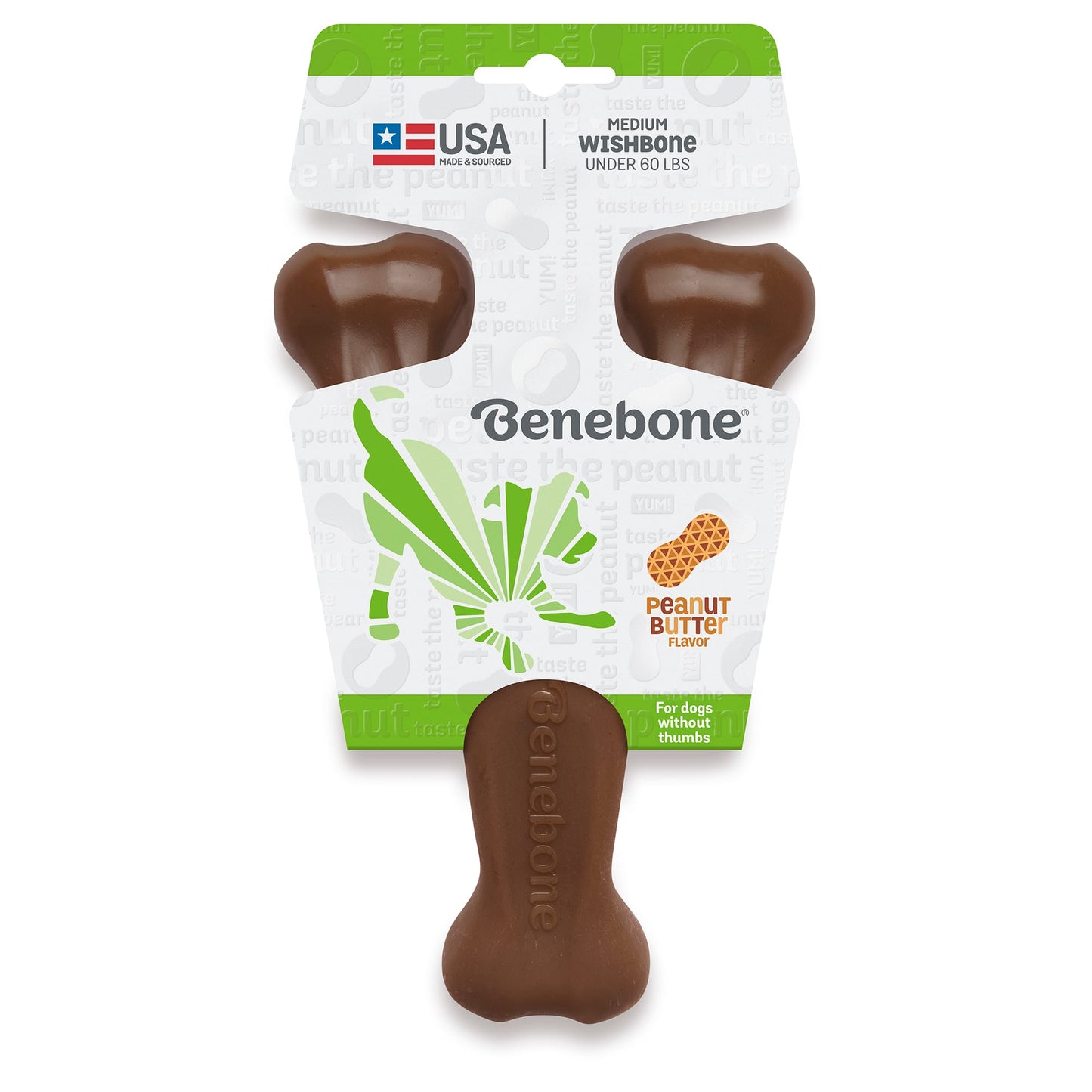 Benebone Real Peanut Durable Wishbone Dog Chew Toy Medium