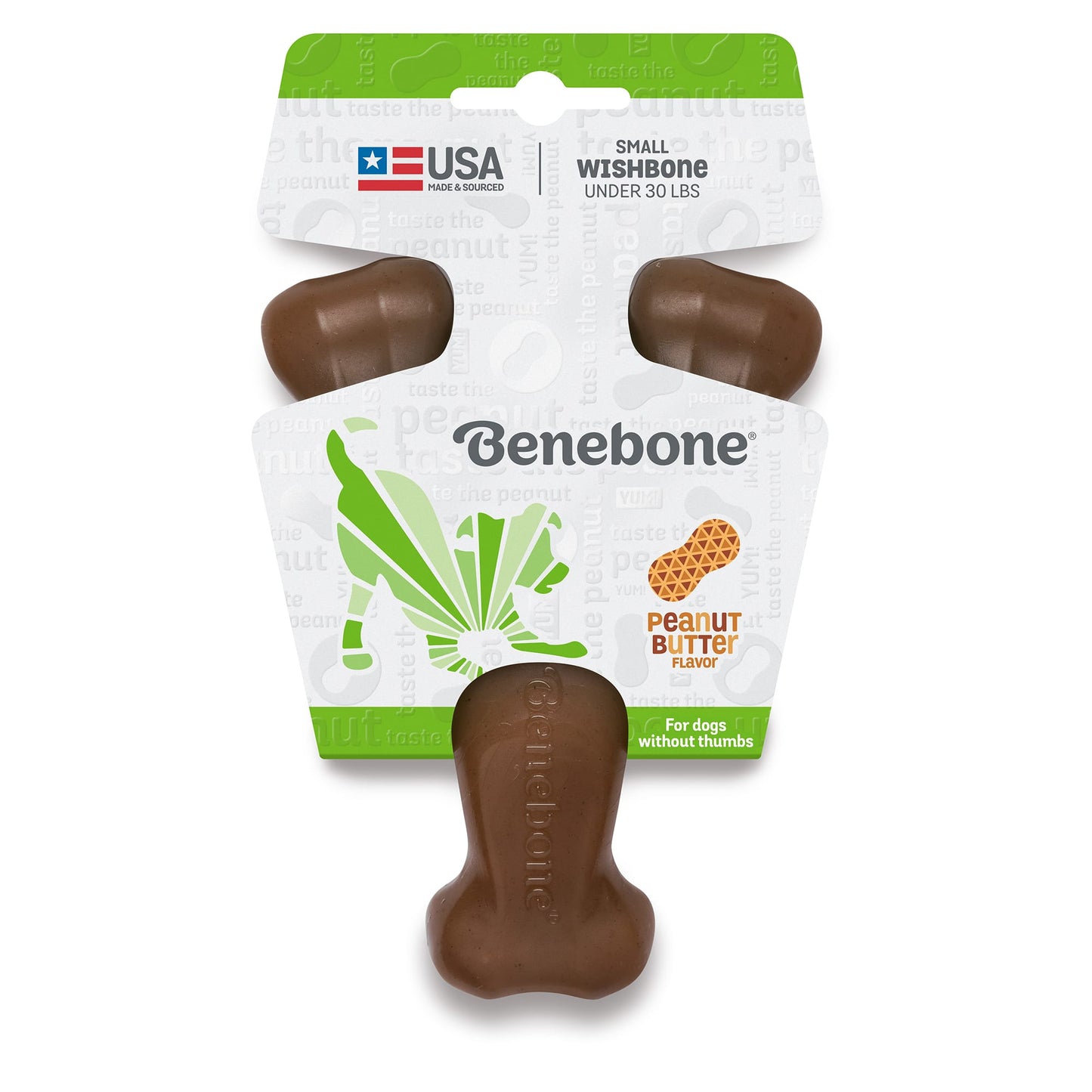 Benebone Real Peanut Durable Wishbone Dog Chew Toy Small