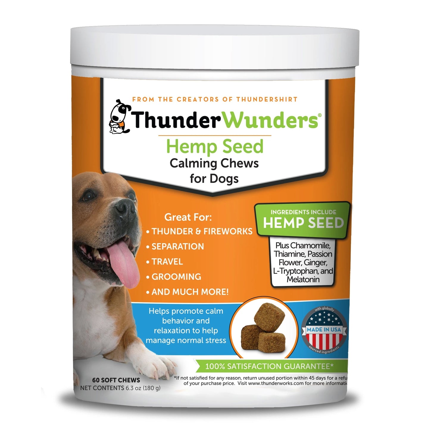 ThunderWunders Hemp Calming Chews for Dogs, 60 Soft Chews