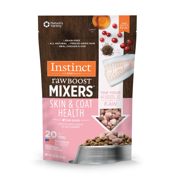 Instinct Freeze Dried Raw Boost Mixers Grain Free Skin & Coat Health Recipe All Natural Dog Food Topper, 5.5 oz.