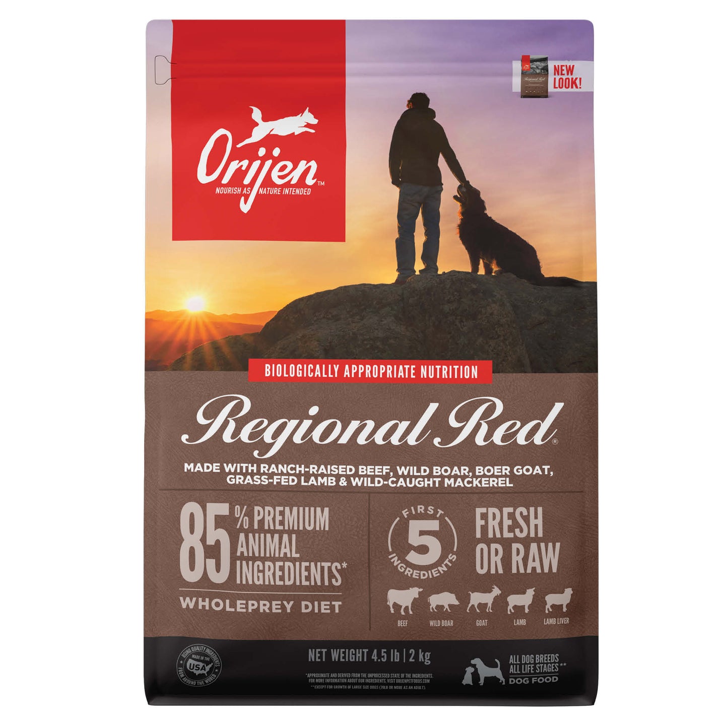 Orijen Regional Red Biologically Appropriate Red Meat & Fish Dry Dog Food, 4.5 lb