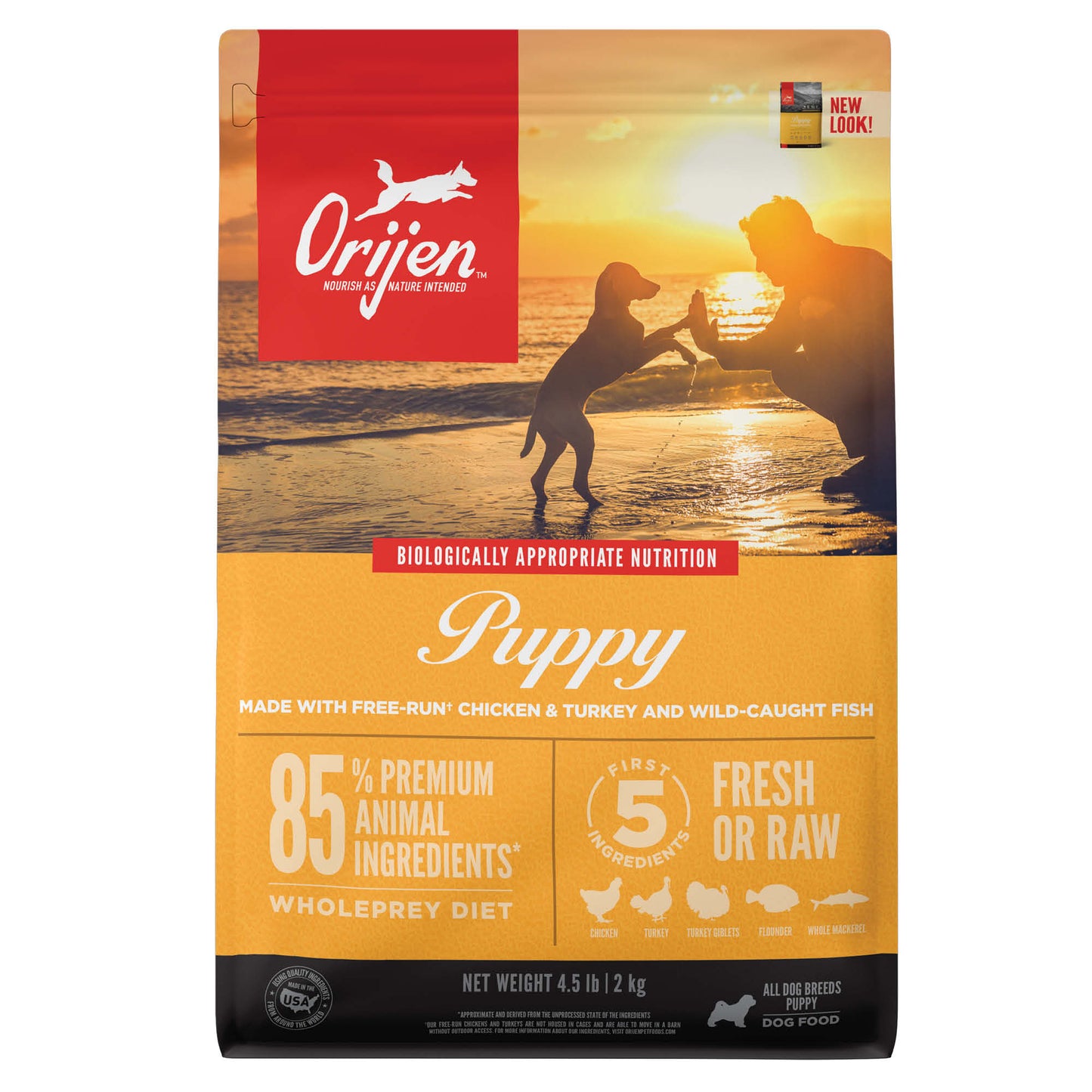 Orijen Biologically Appropriate Grain-Free Chicken, Turkey & Fish Puppy Dry Dog Food, 4.5 lb