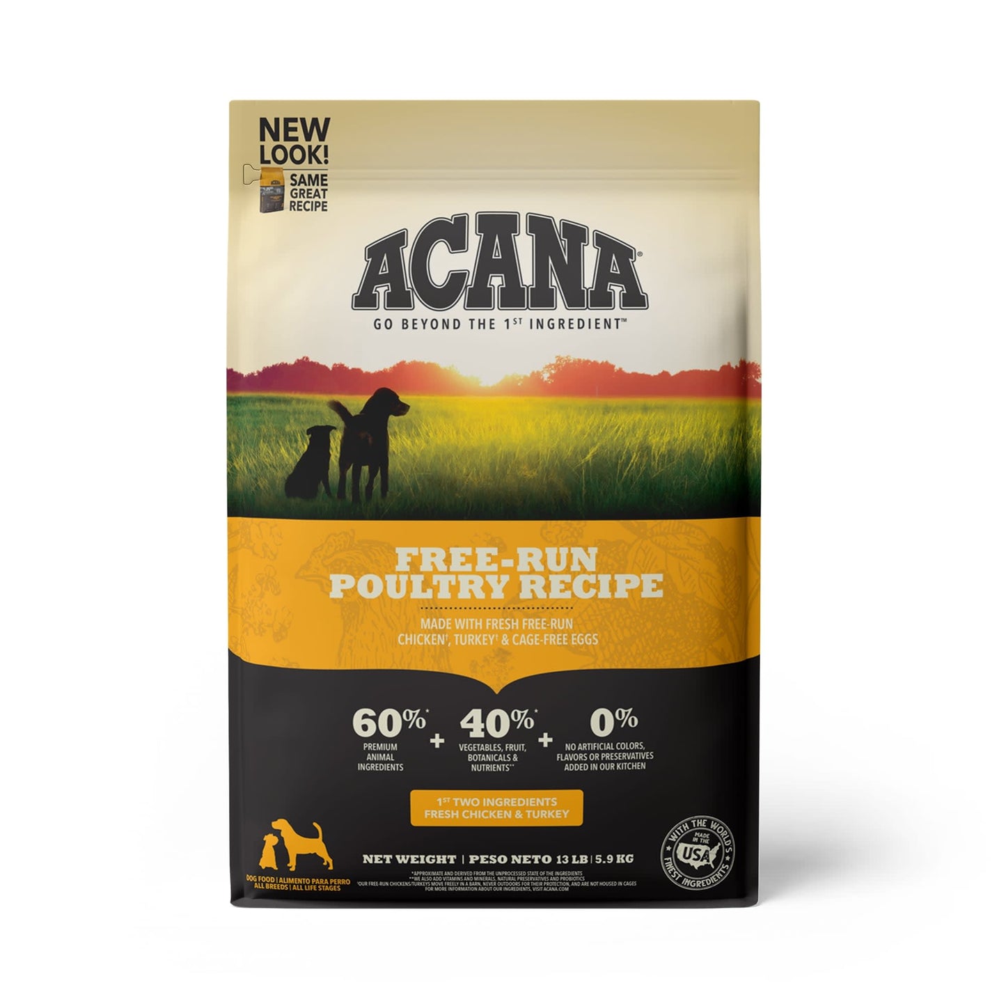 Acana Heritage Free-Run Poultry Formula Grain-Free Chicken Turkey & Egg Dry Dog Food 13 lb
