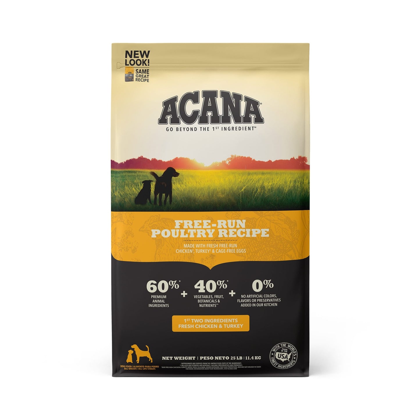 Acana Heritage Free-Run Poultry Formula Grain-Free Chicken Turkey & Egg Dry Dog Food 25 lb