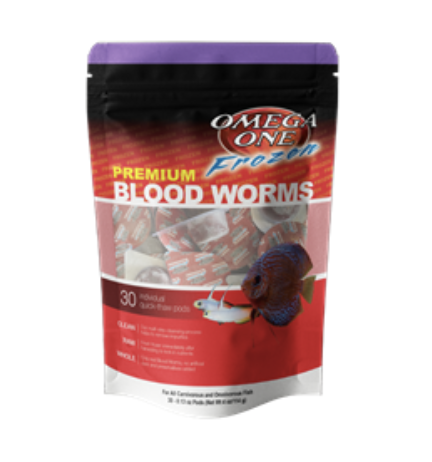 Omega One Frozen Blood Worms Pod Pack 4oz