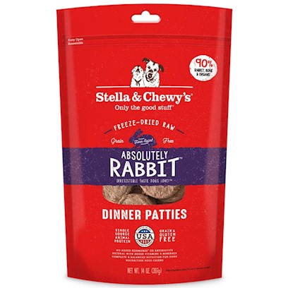 Stella & Chewy s Absolutely Rabbit Dinner Patties Grain-Free Freeze-Dried Raw Dry Dog Food 5.5 oz.