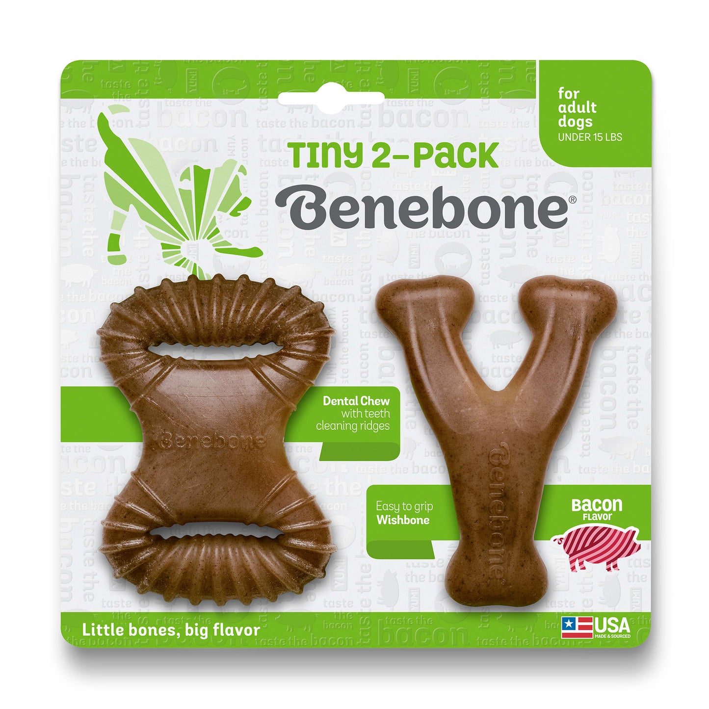 Benebone 2-Pack Dental Chew Wishbone Bacon Tiny