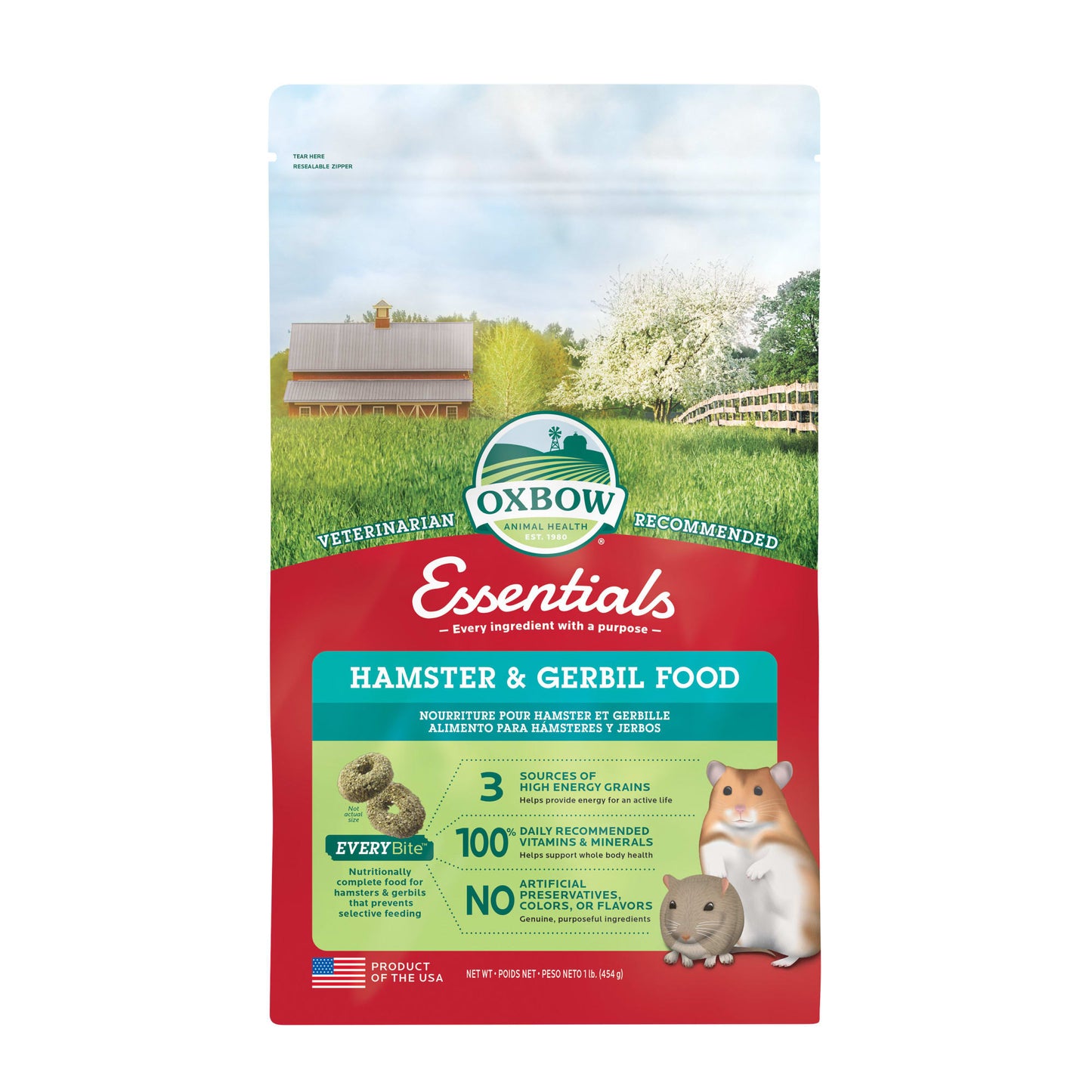 Oxbow Essentials Hamster & Gerbil Dry Small Animal Food 1 lb.